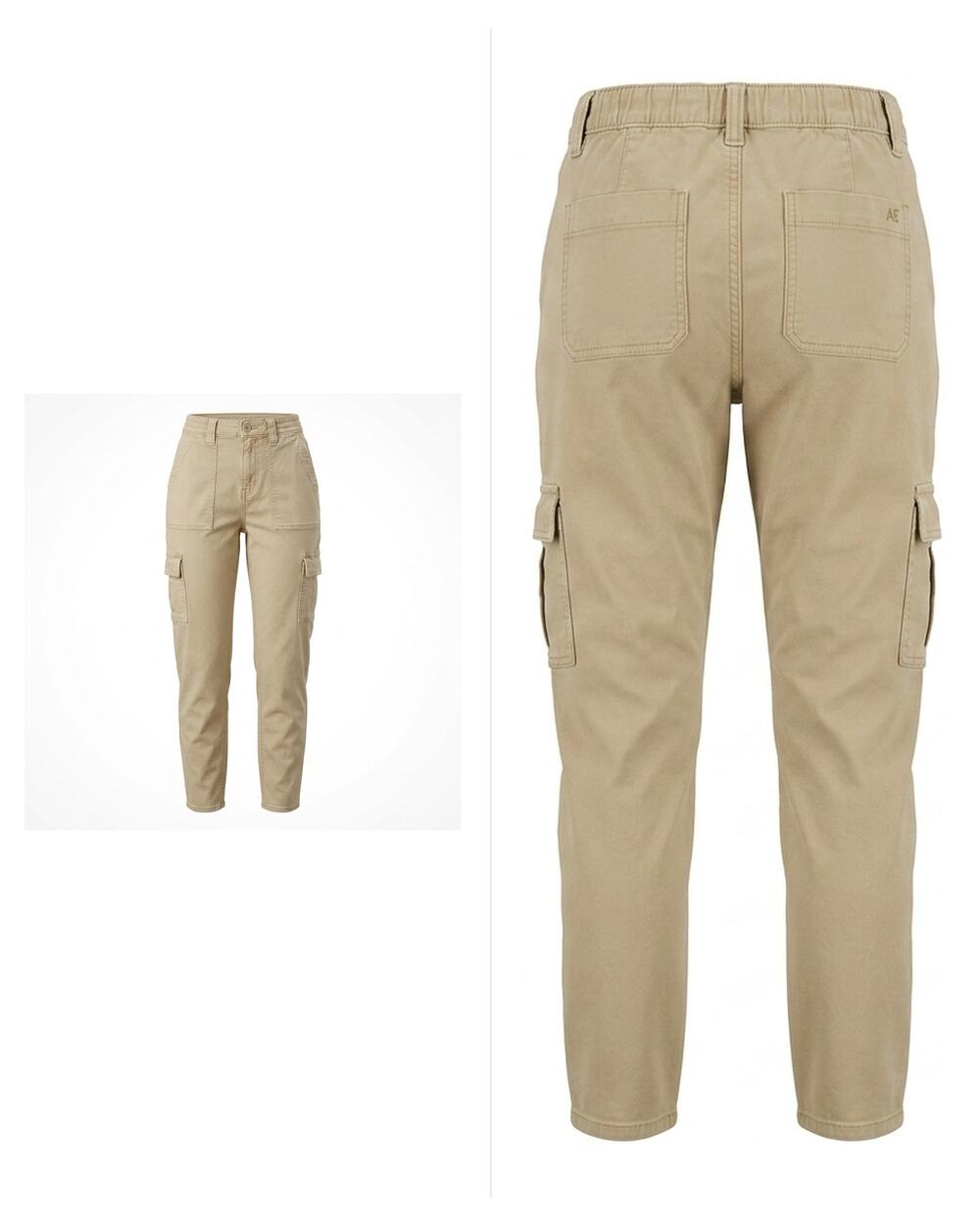 American Eagle Outfitters Khaki Tapered Cargo Stretch Pants Women Size 0